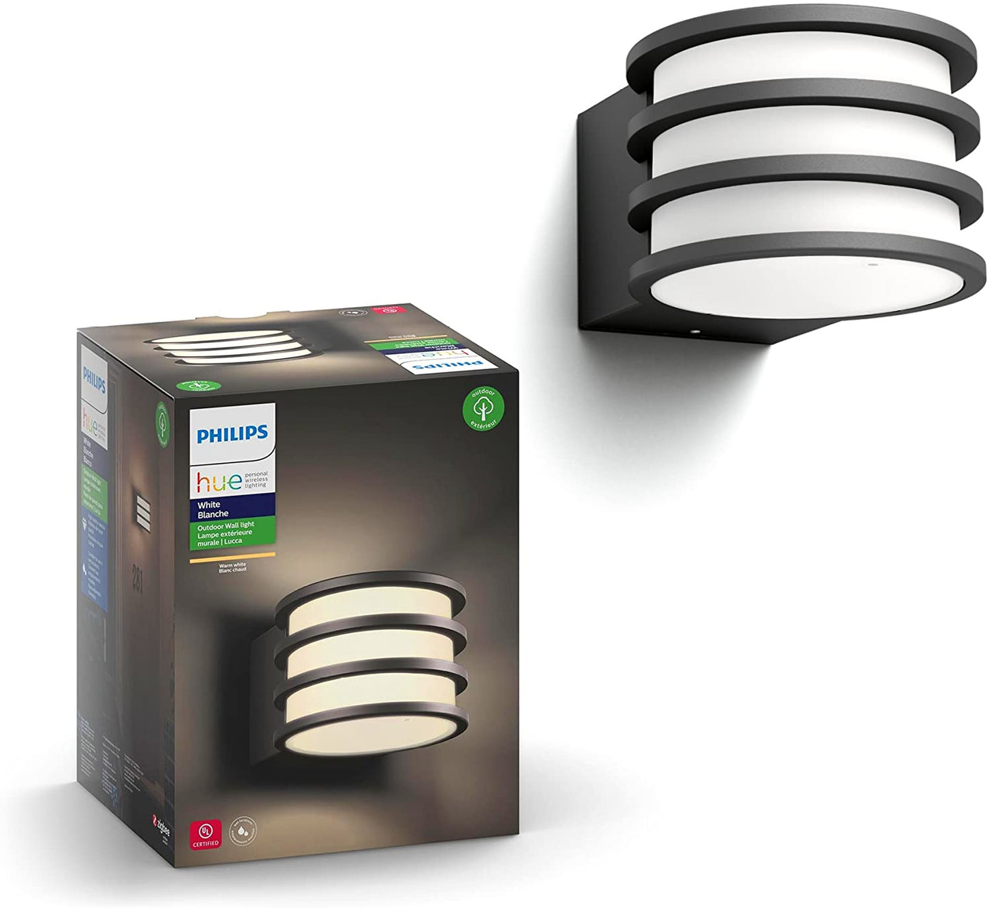 Philips Hue Lucca White Outdoor Wall Light