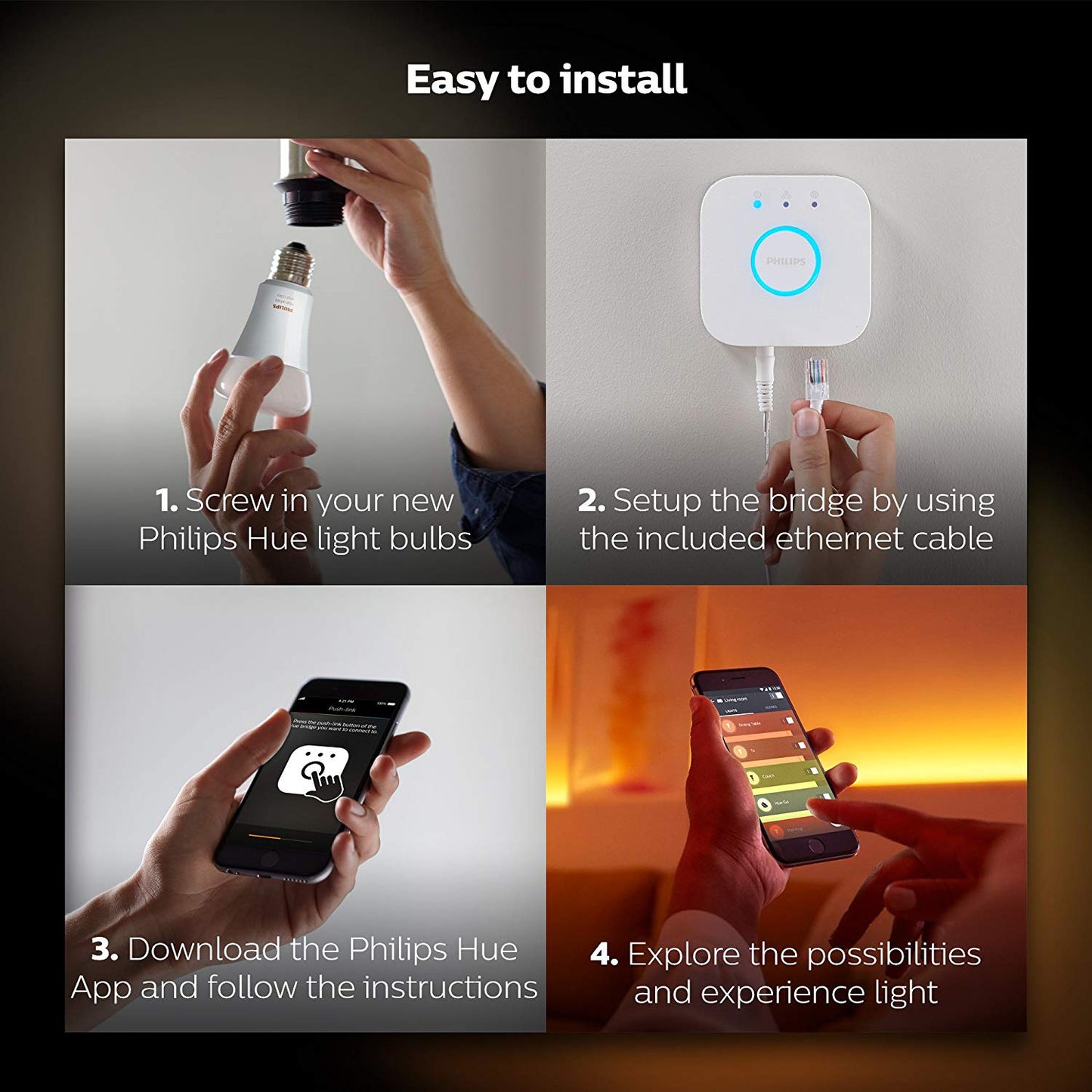 Philips Hue E27 White Ambiance Smart Bulb Starter Kit