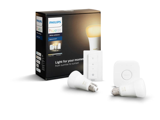 Philips Hue E27 White Ambiance Smart Bulb Starter Kit